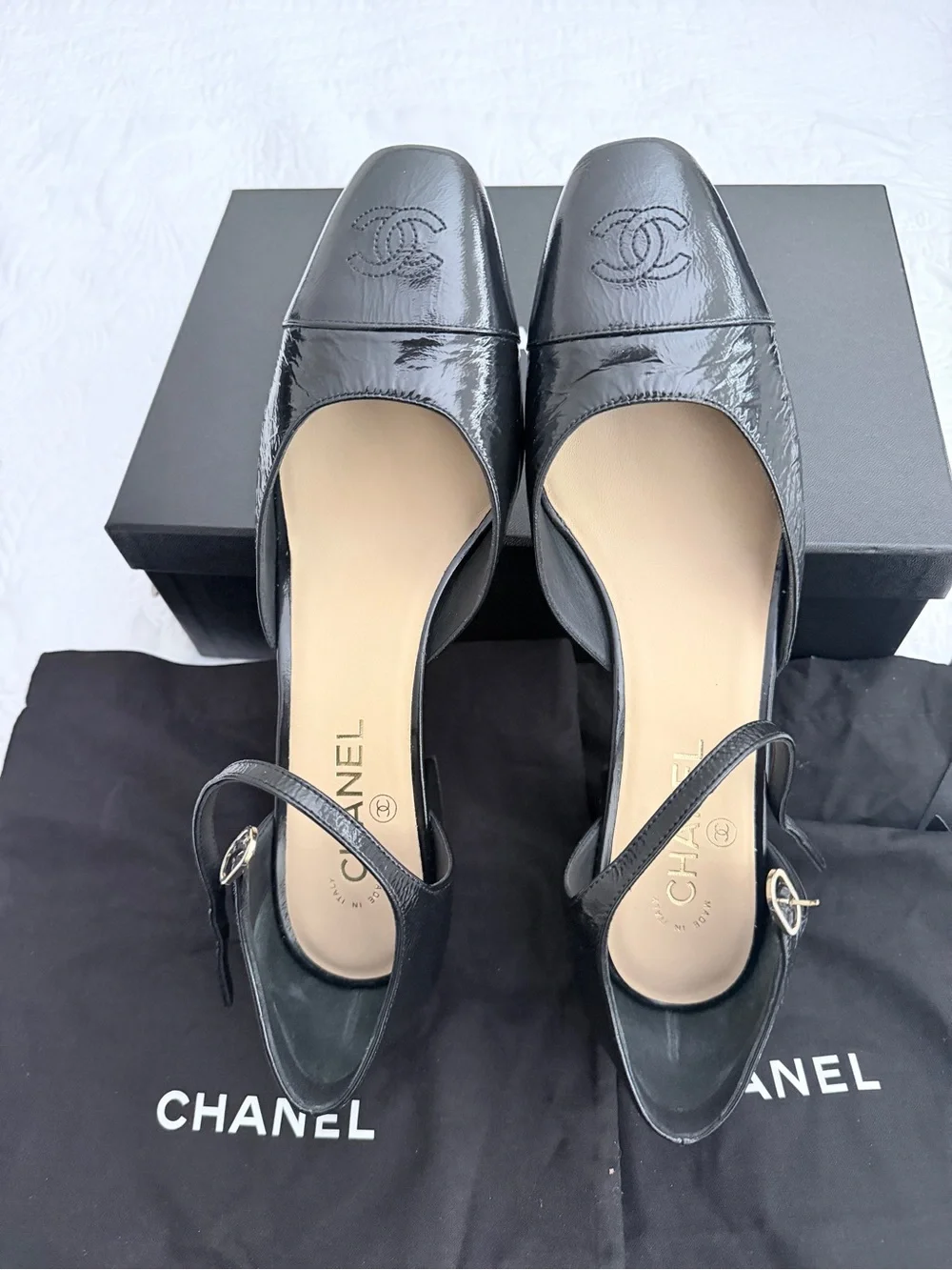 Authentic CHANEL Black Mary Janes 42